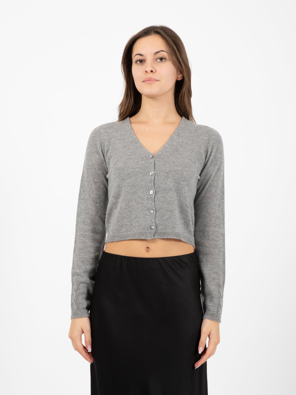 Grey Crop Cardigan