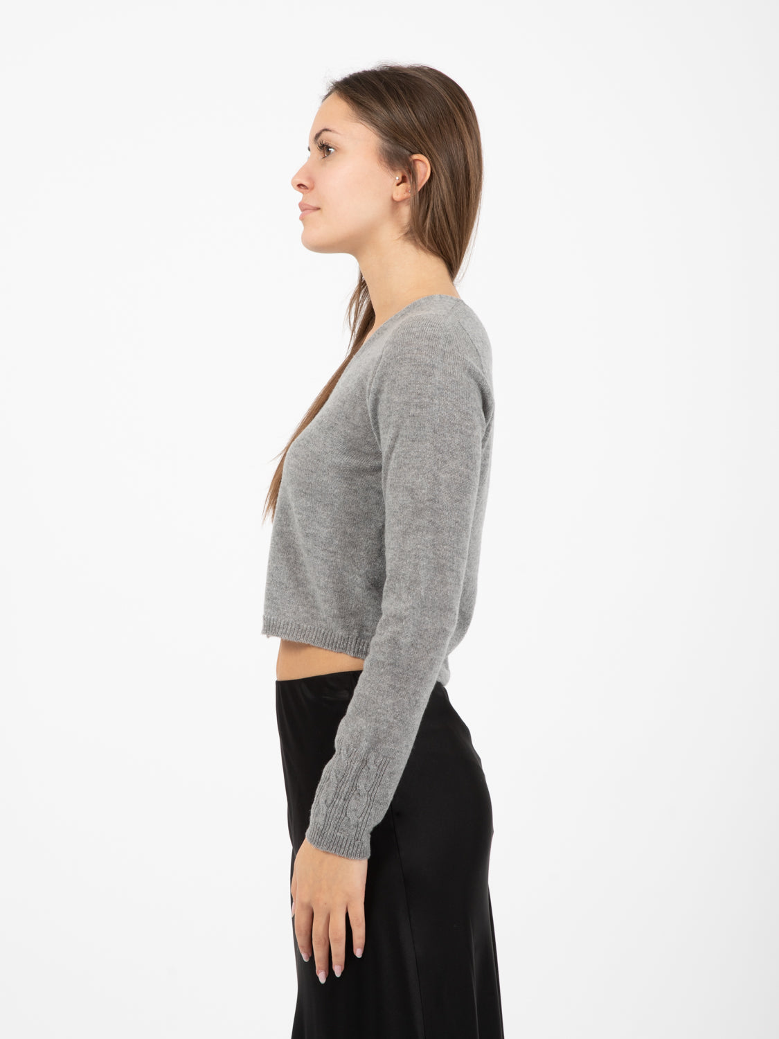 Grey Crop Cardigan