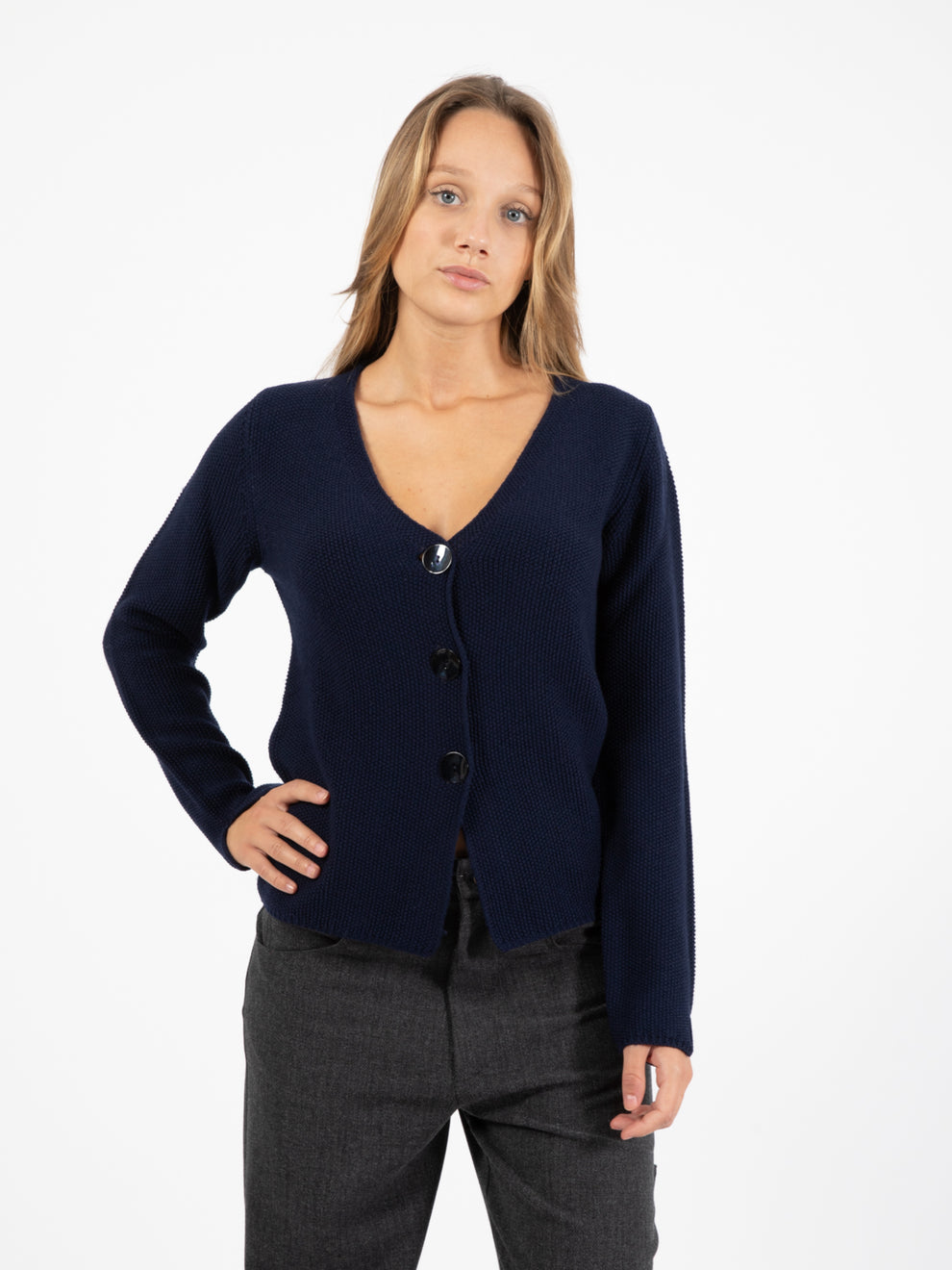 Blue wool cardigan