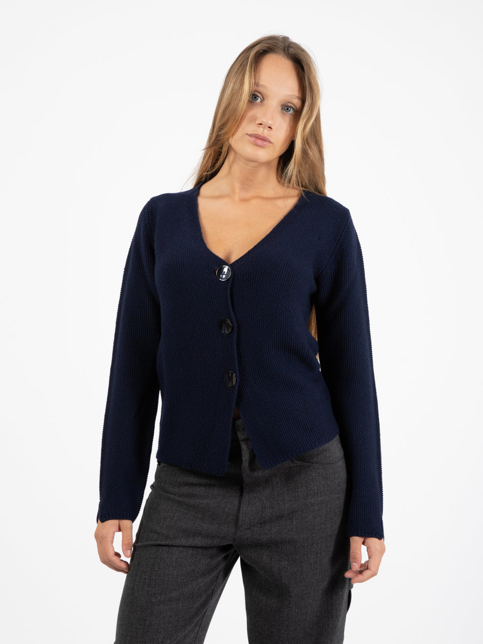 Blue wool cardigan