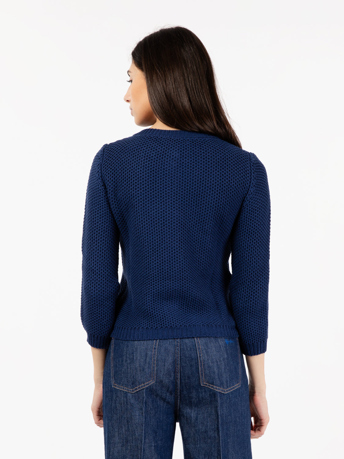 Blue 3/4 Knit Cardigan