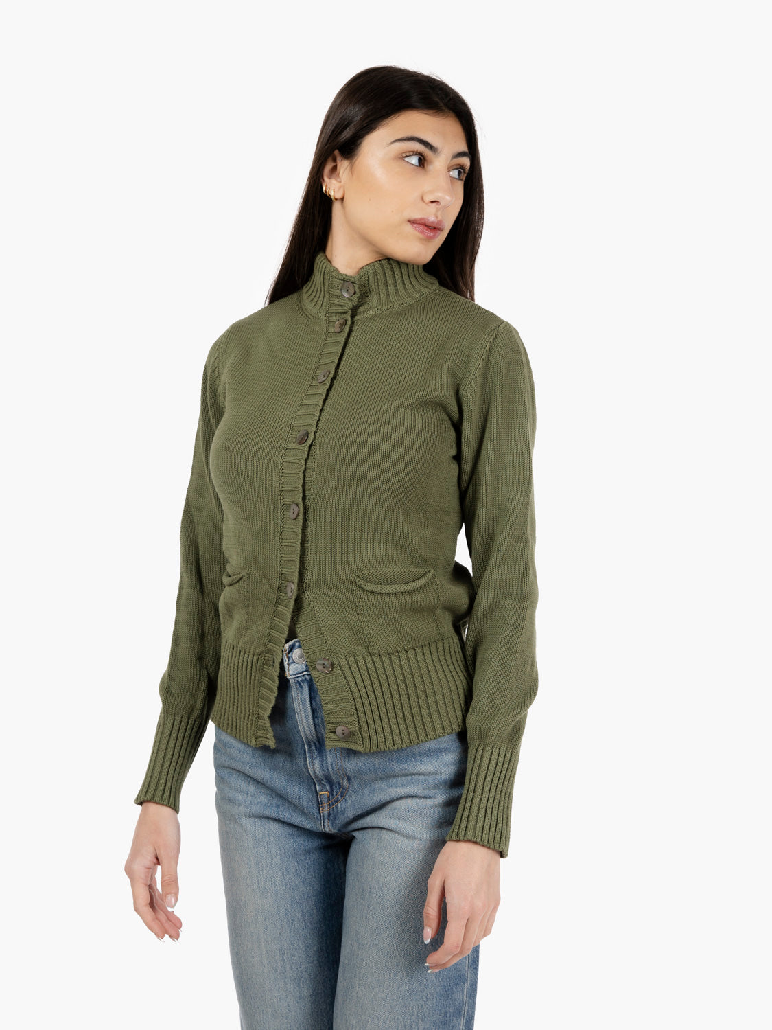 Military Green Pocket Knit Cardigan