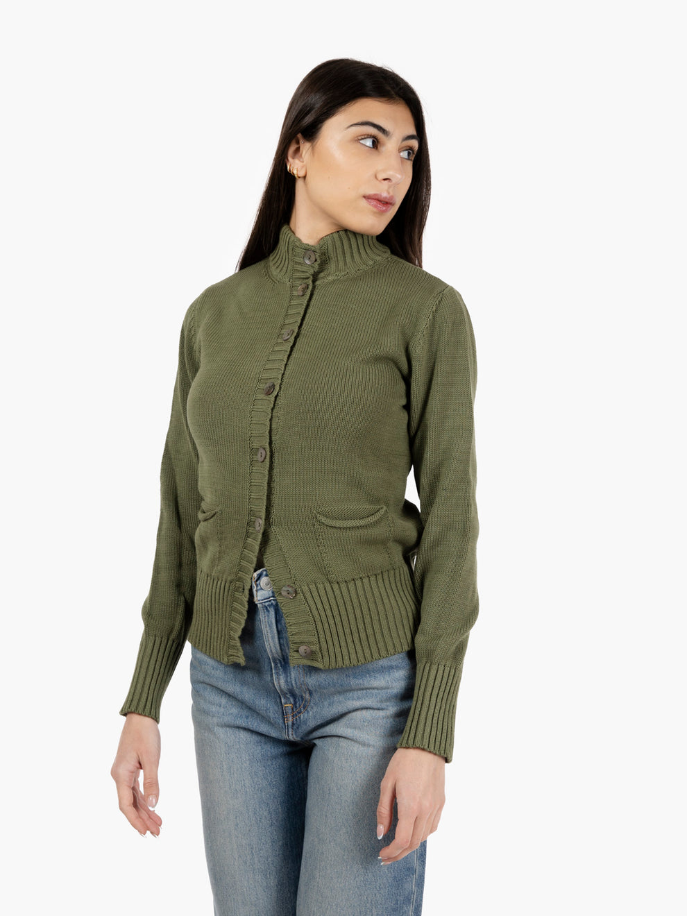 Military Green Pocket Knit Cardigan