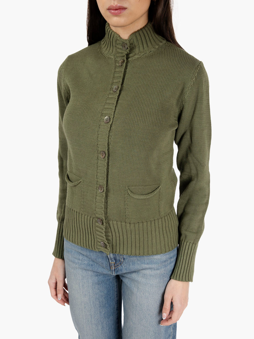 Military Green Pocket Knit Cardigan