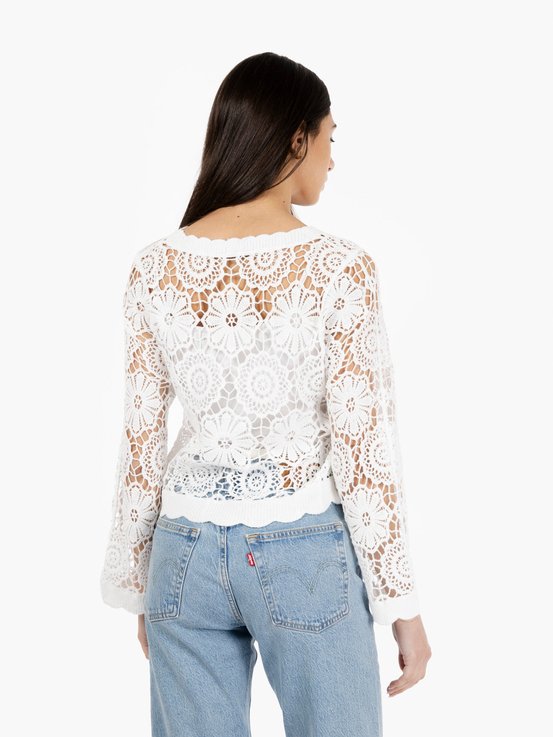 White crochet lace cardigan