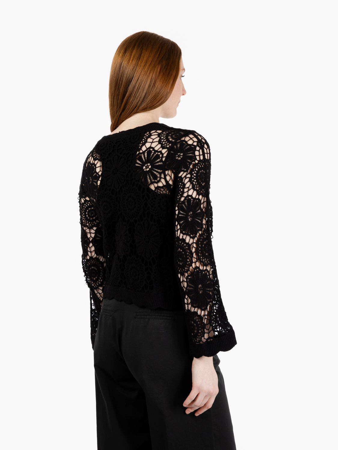 Black crochet lace cardigan