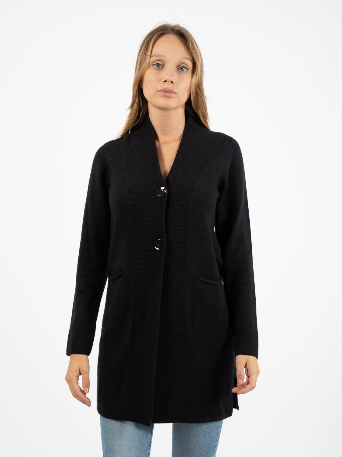 Black wool cardigan