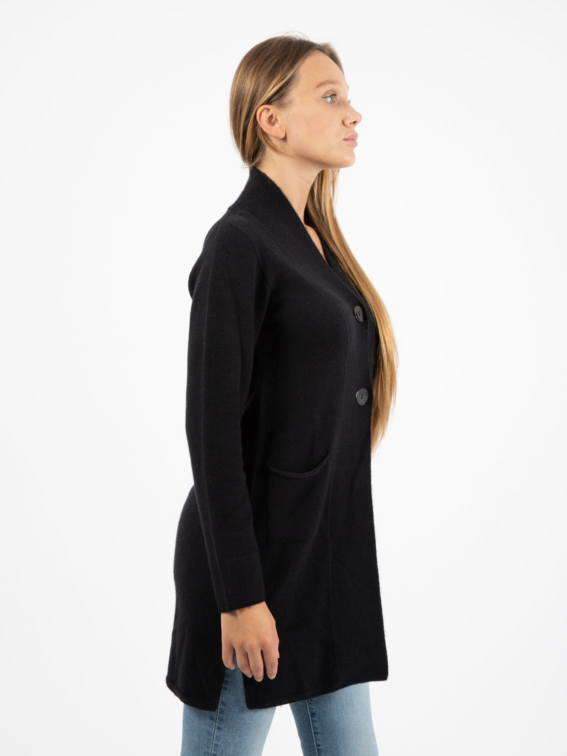 Black wool cardigan