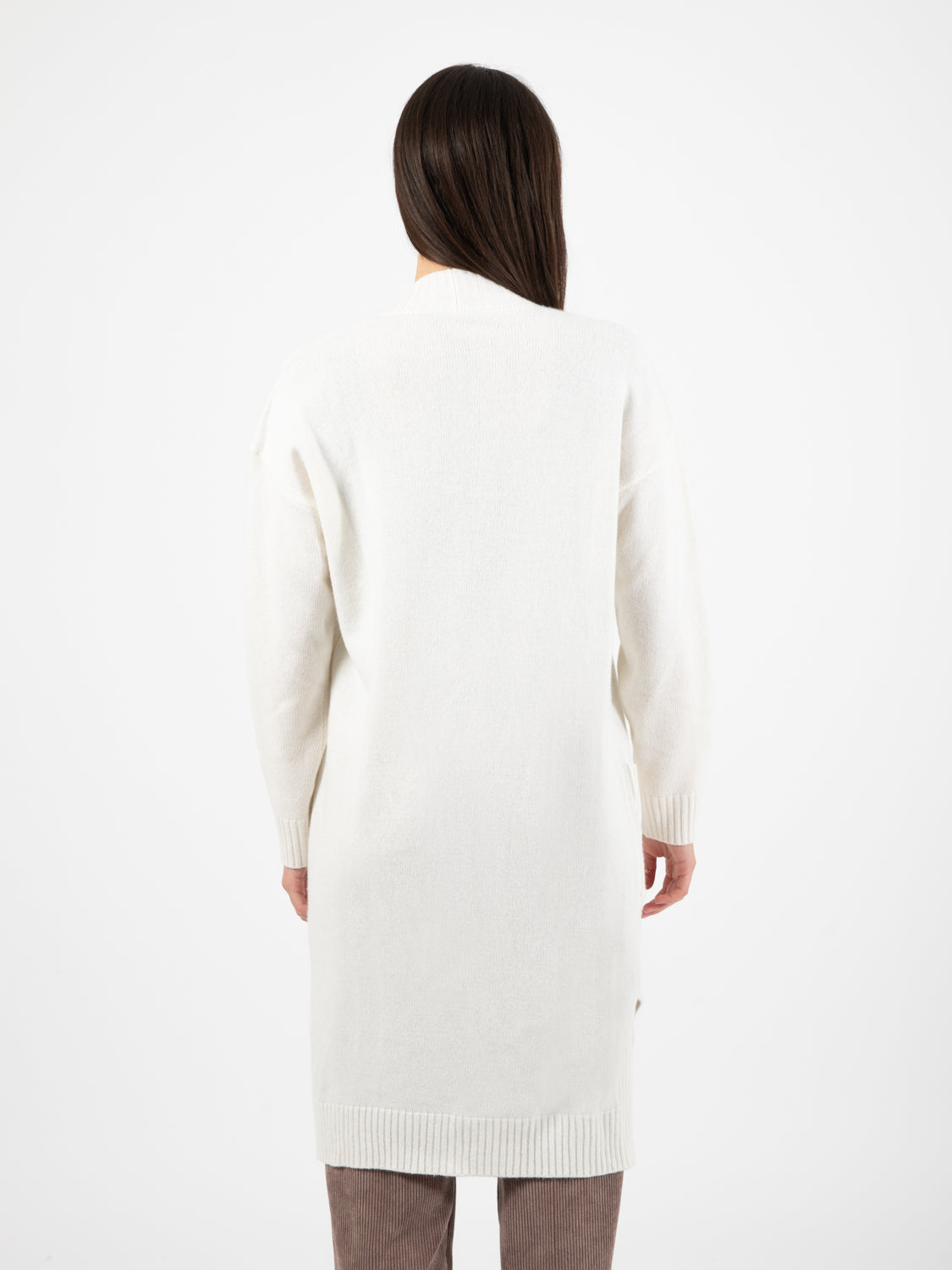 Long white buttoned cardigan