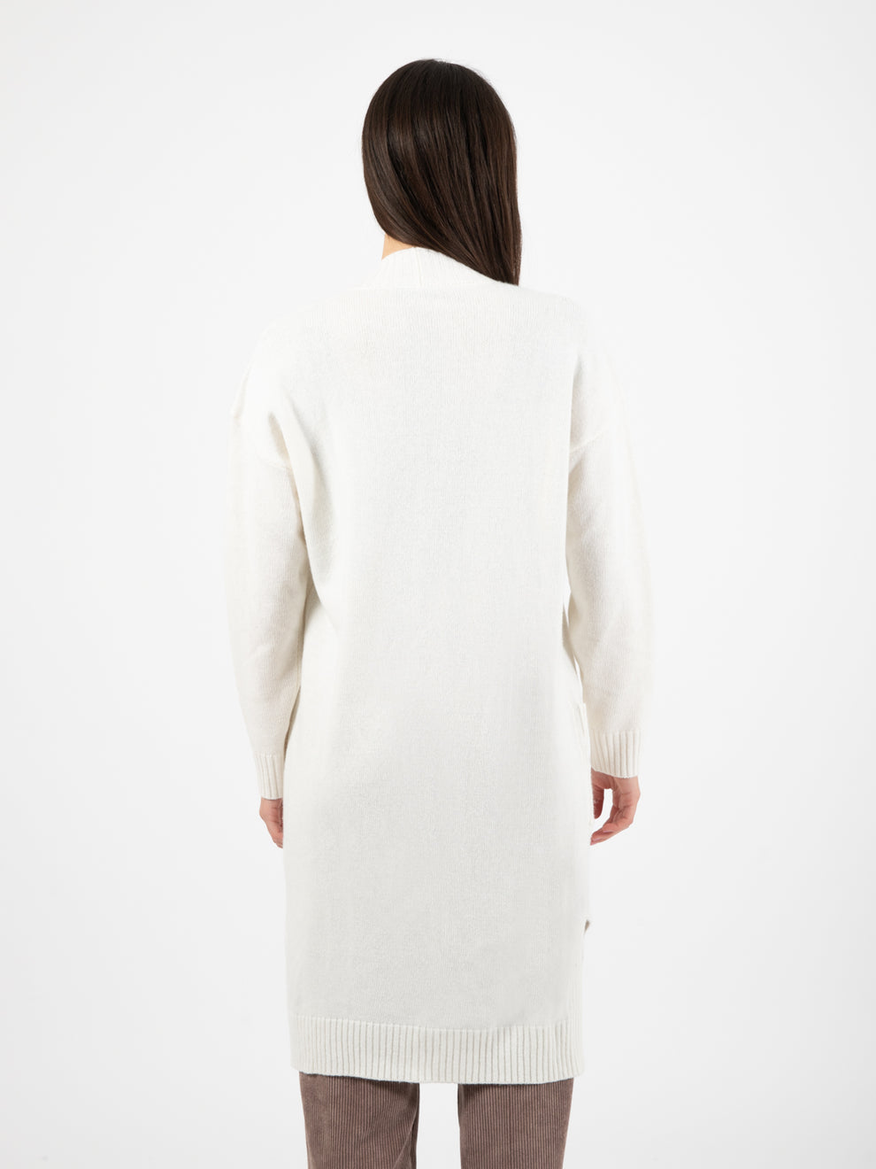 Long white buttoned cardigan