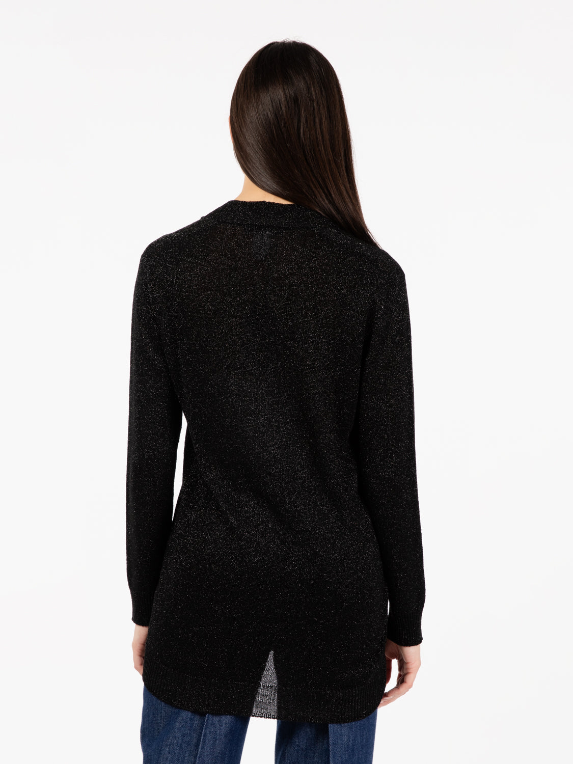 Long black lurex cardigan