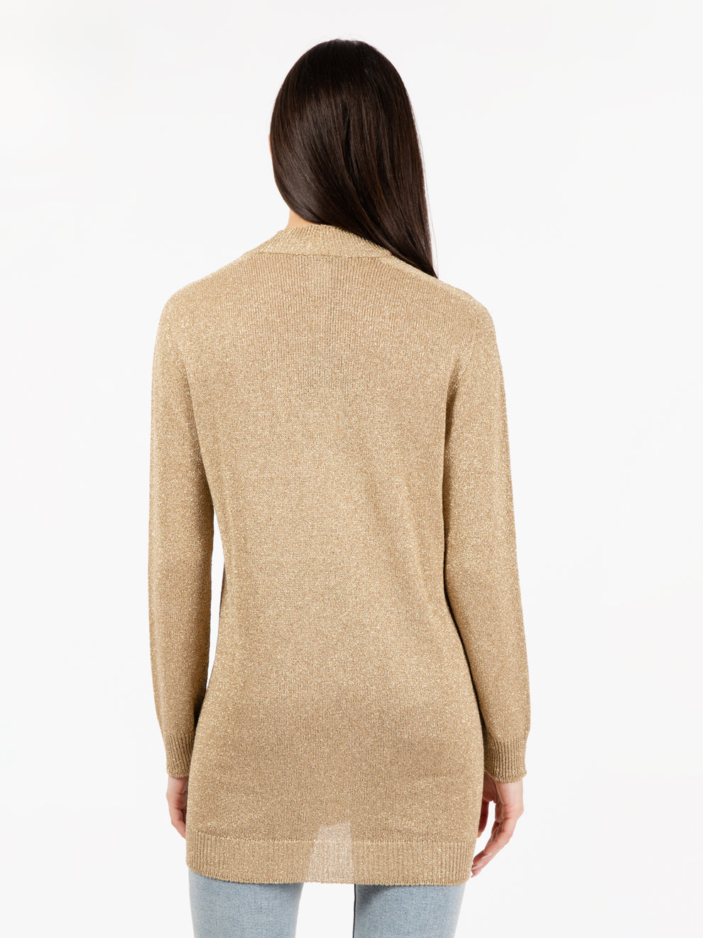 Long gold lurex cardigan