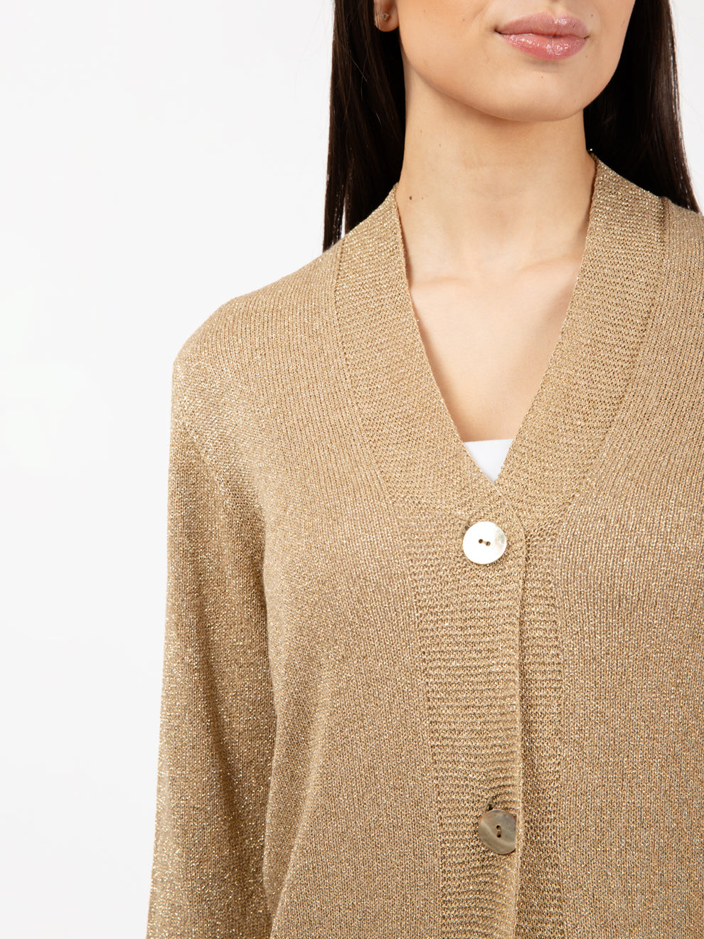 Long gold lurex cardigan