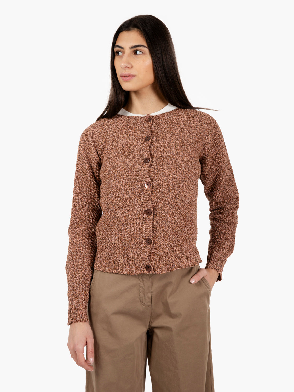 Tobacco open weave cardigan