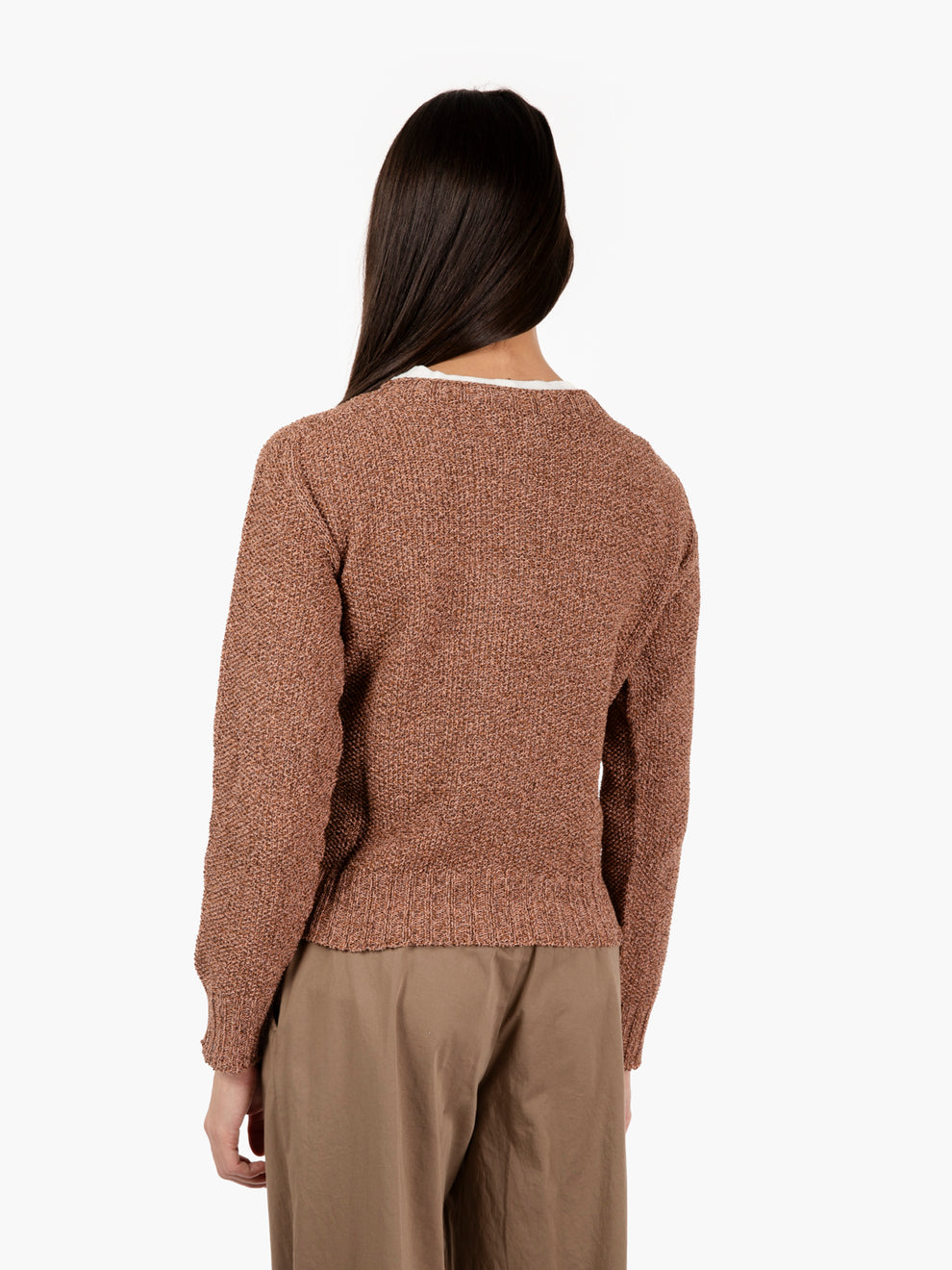 Tobacco open weave cardigan