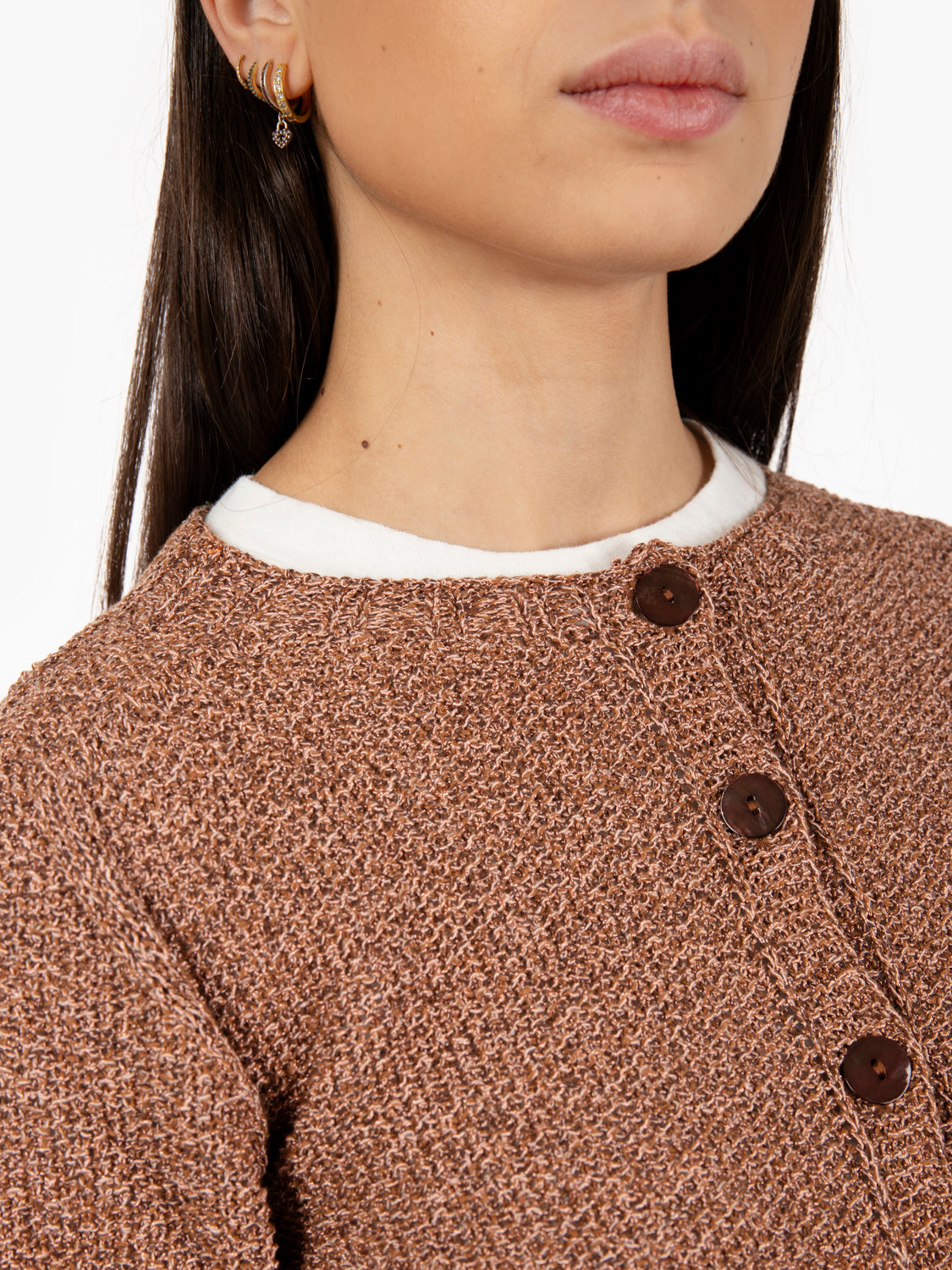 Tobacco open weave cardigan