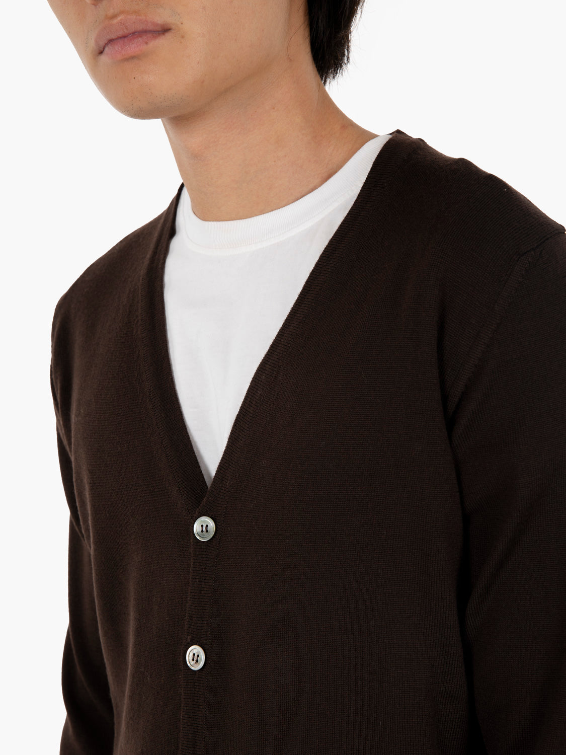 Cardigan rasato con scollo a V moro