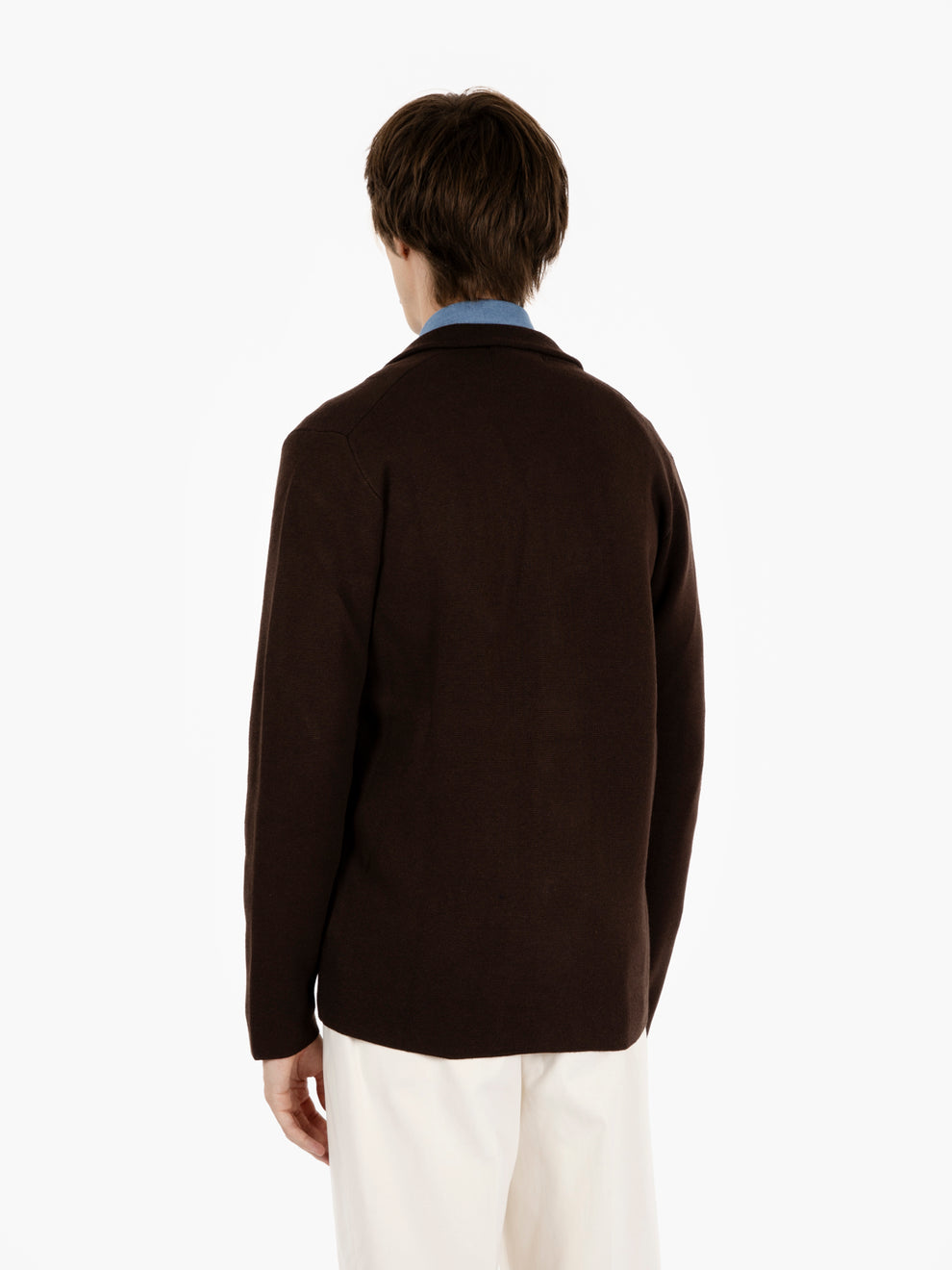 Cardigan tipo blazer in maglia fondente
