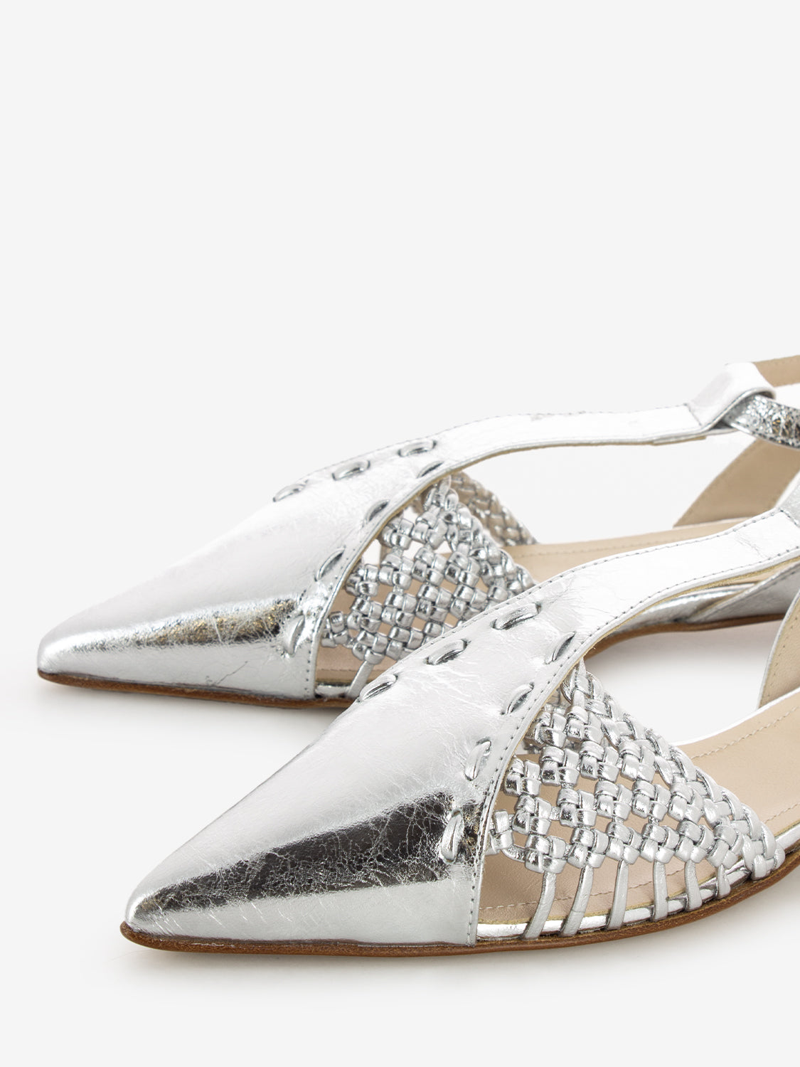 Slingback a punta argento