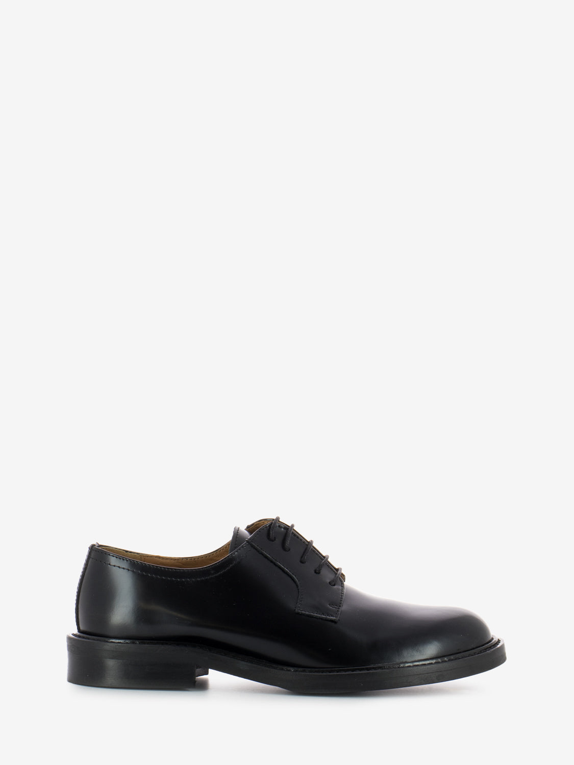 Black leather lace-up derby