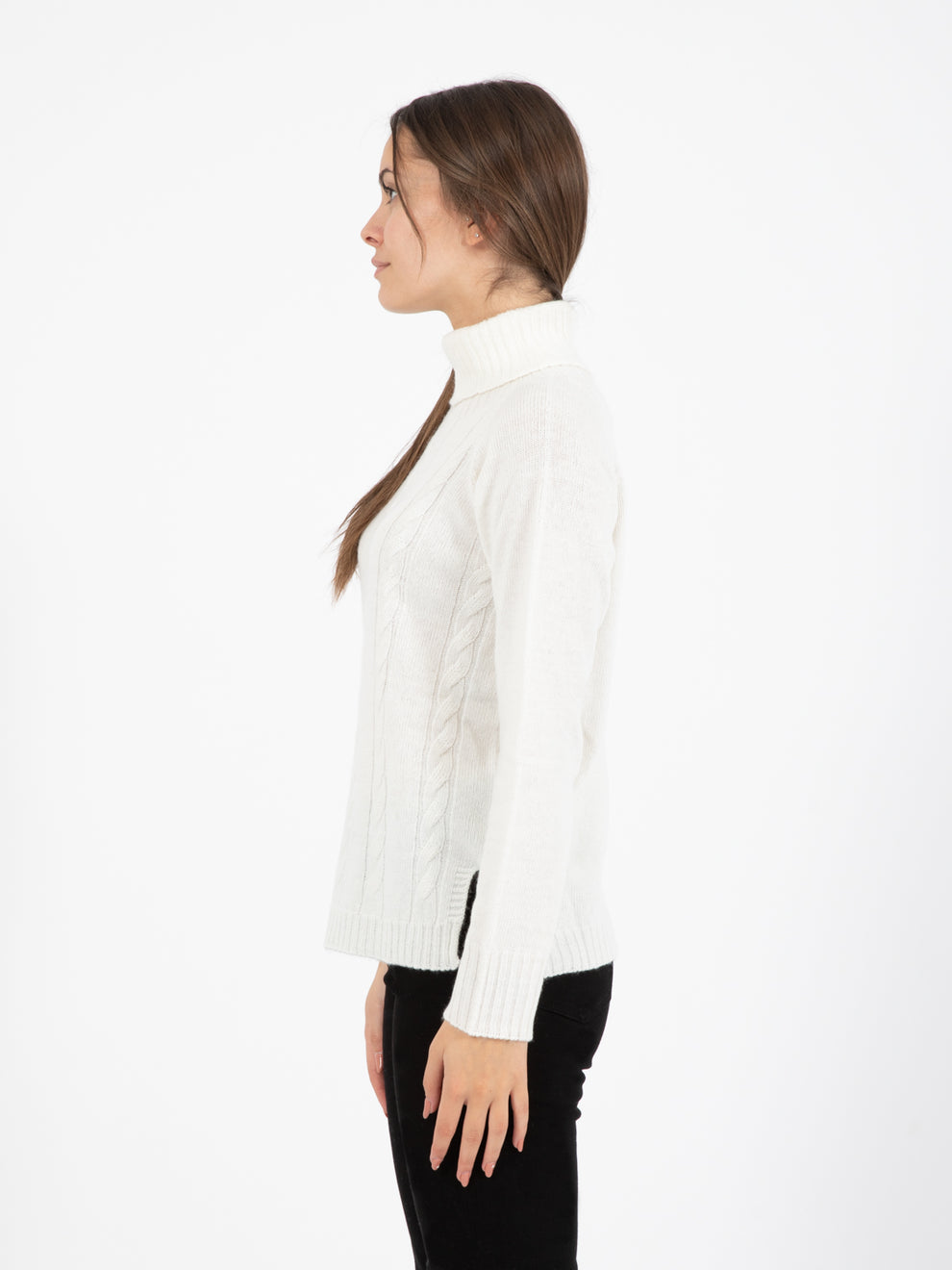 White braided turtleneck