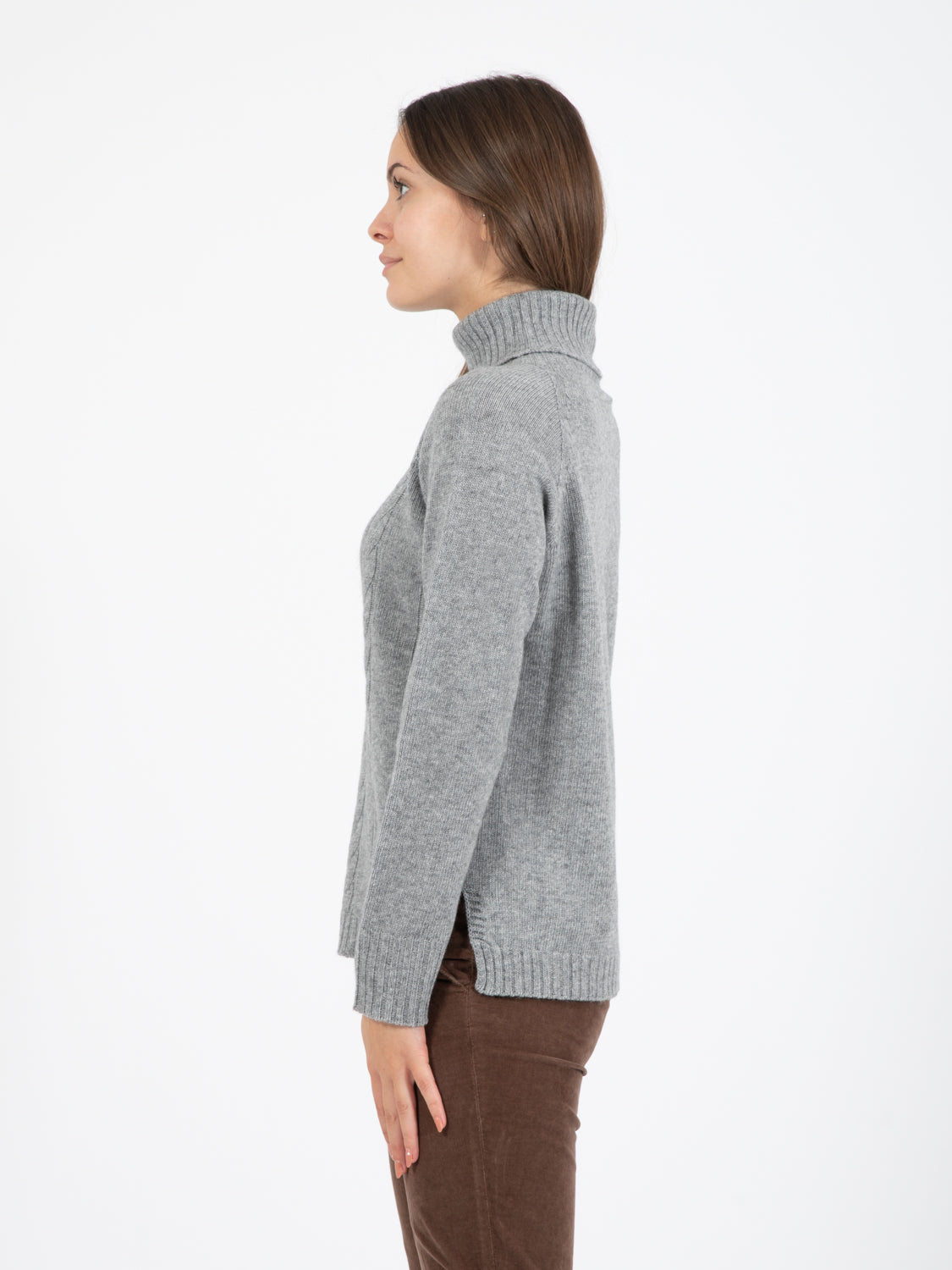 Grey turtleneck with braids