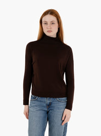 Dark brown boxy wool turtleneck