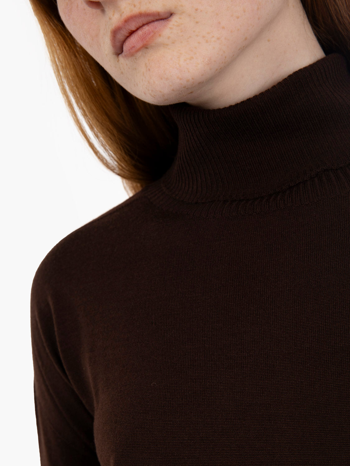 Dark brown boxy wool turtleneck