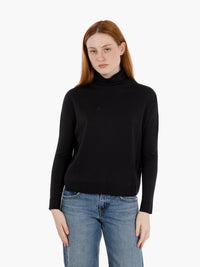 Black boxy wool turtleneck