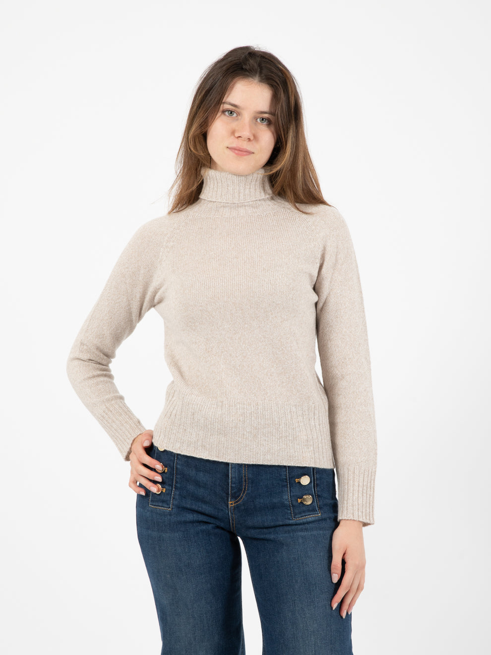 Beige wool turtleneck