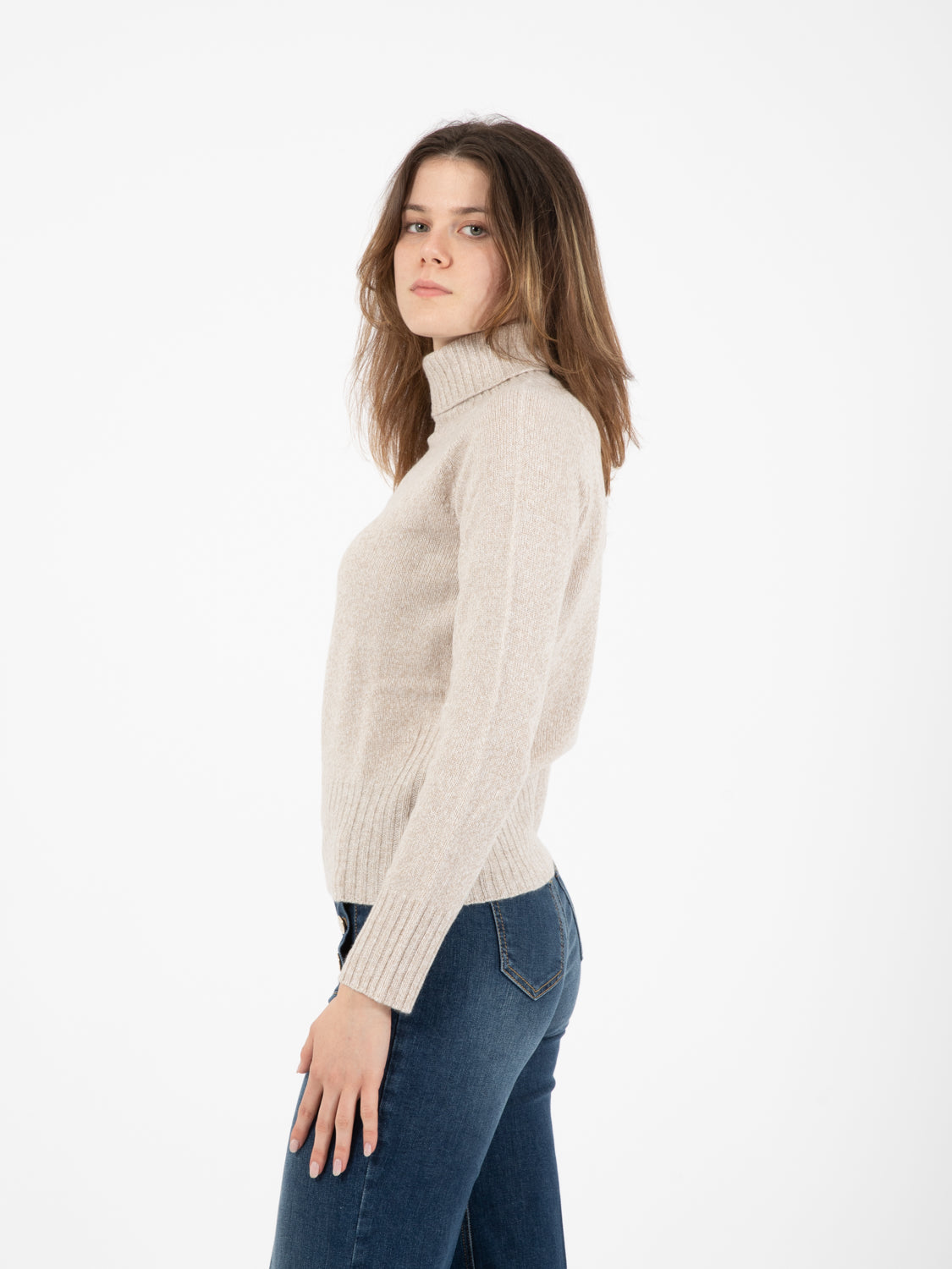 Beige wool turtleneck