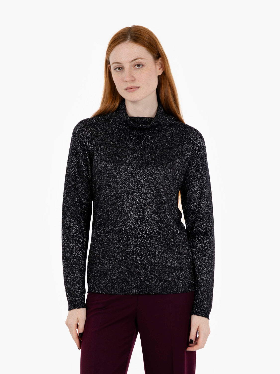 Black lurex wool turtleneck