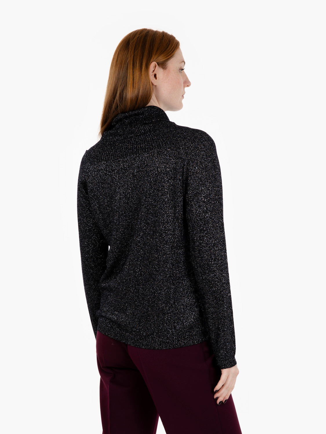 Black lurex wool turtleneck
