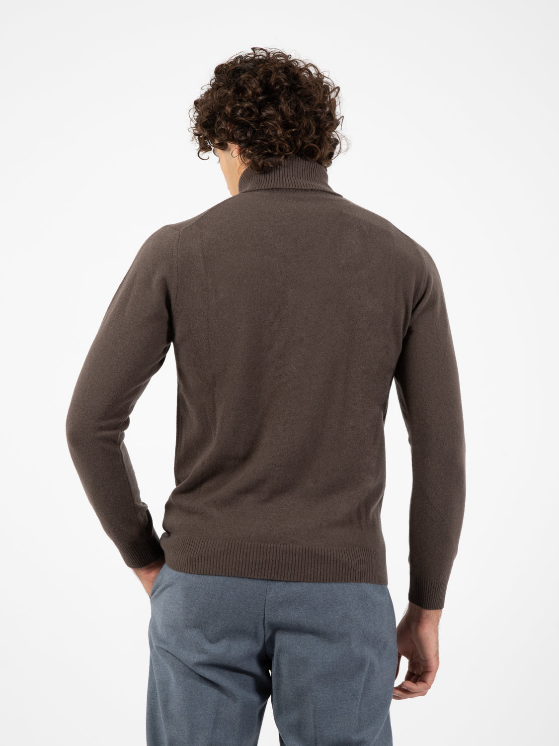 Turtleneck in merino wool and lichen cashmere