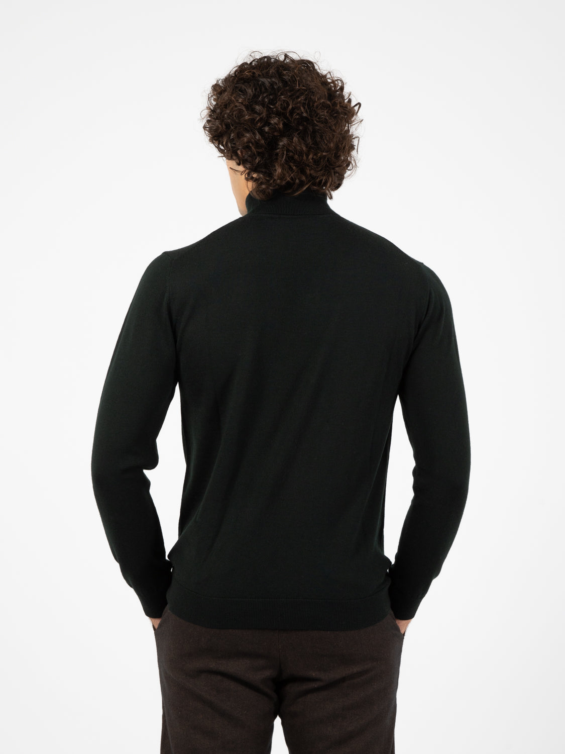 Extra fine merino wool turtleneck forest