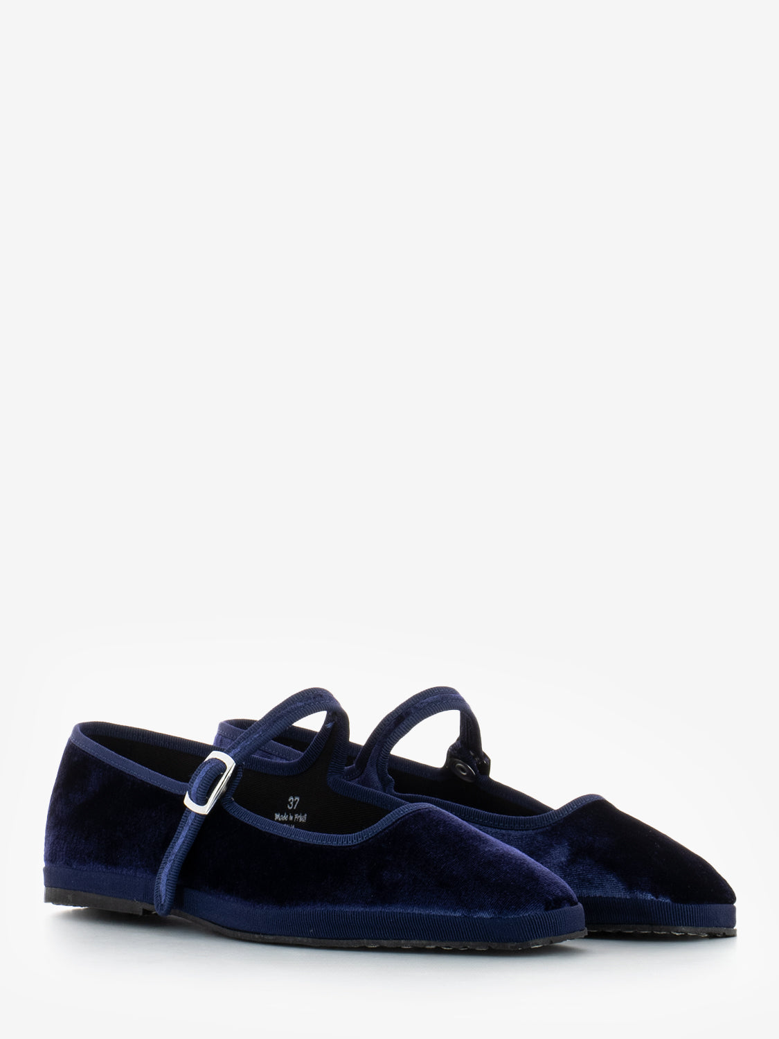 Friulana in velluto con cinturino blu