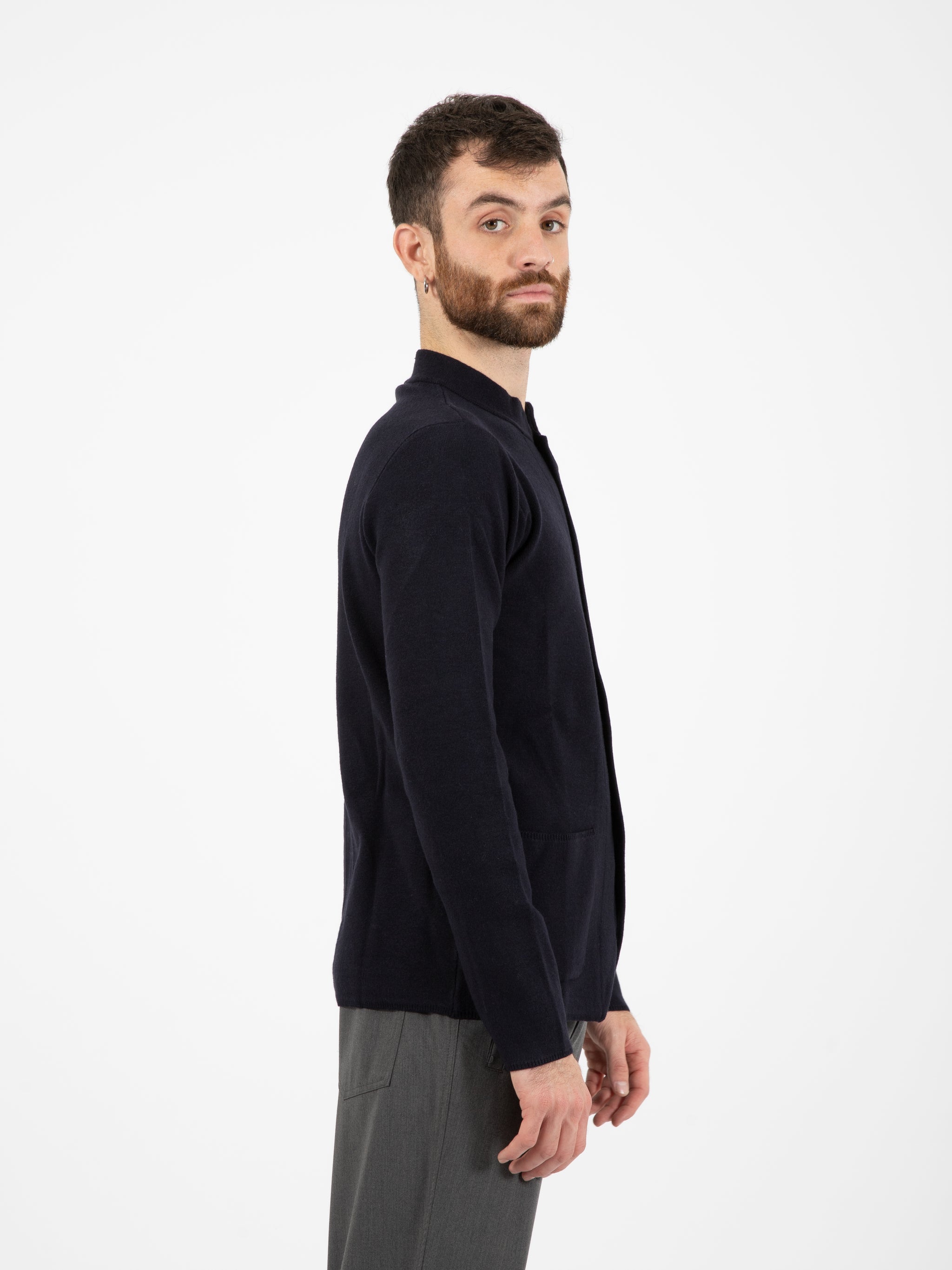 Giacca coreana con bottoni navy