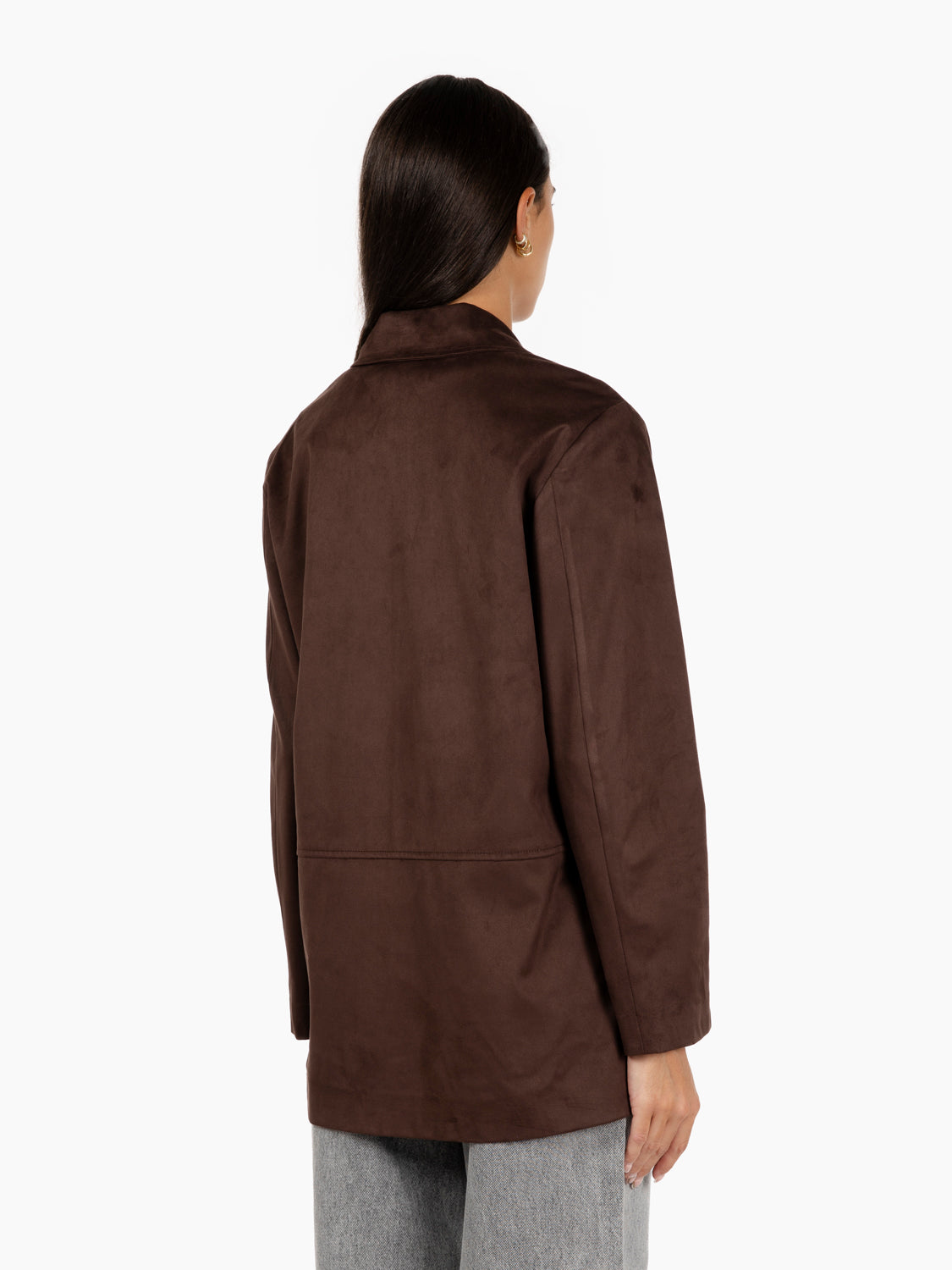 Giacca over alcantara cioccolato