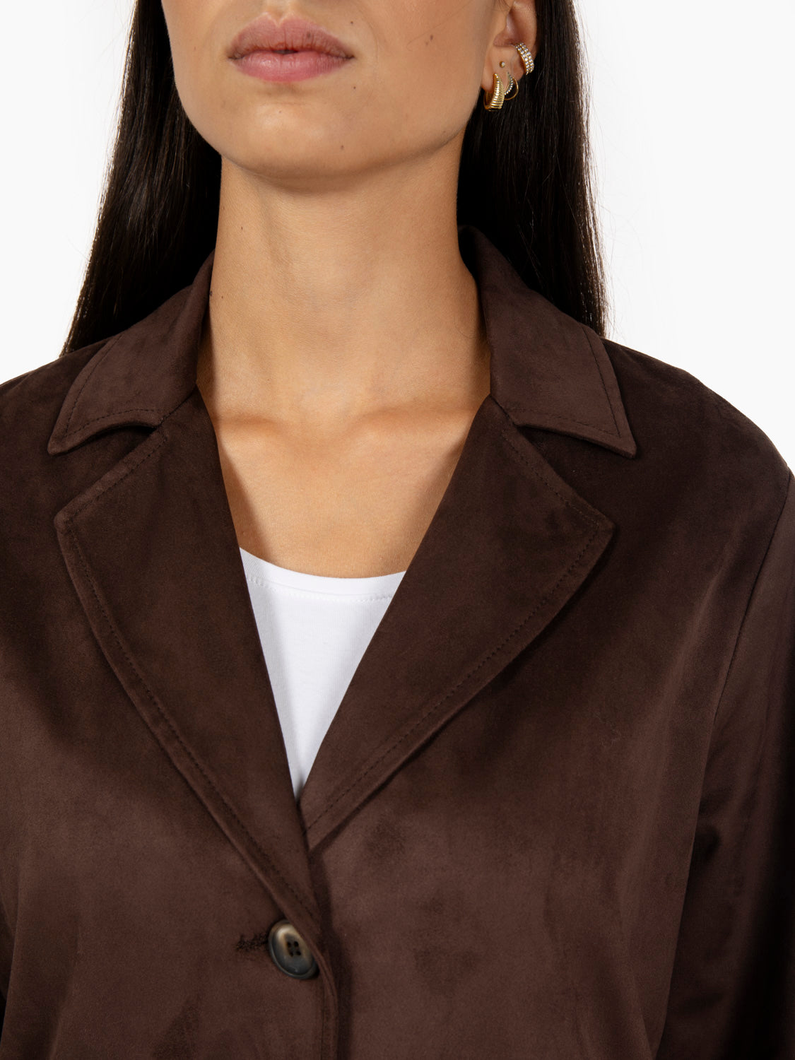 Giacca over alcantara cioccolato