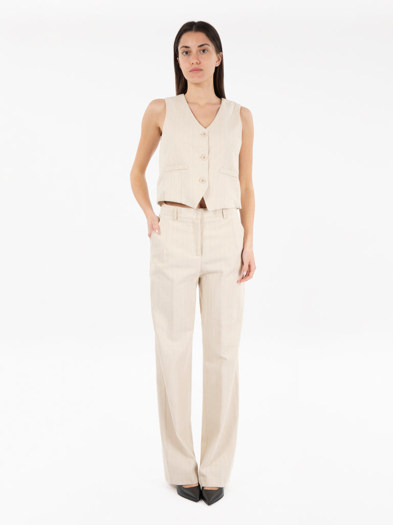 STIMM - Gilet a righe beige