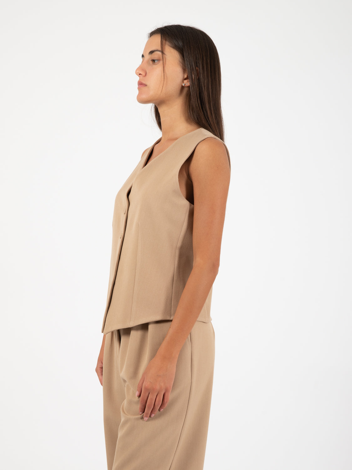 Gilet ampio flanella cammello