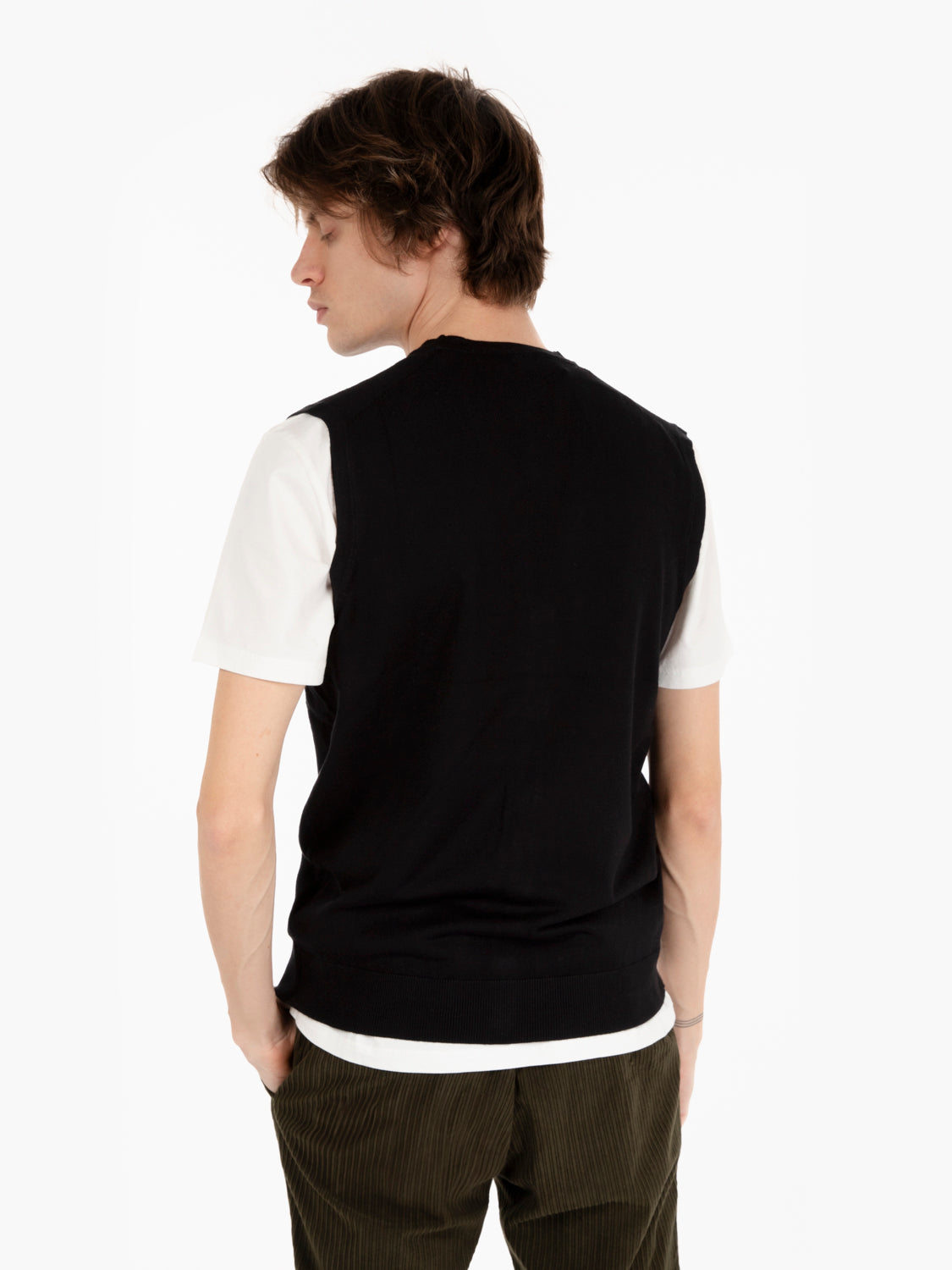 Gilet con bottoni in viscosa nero