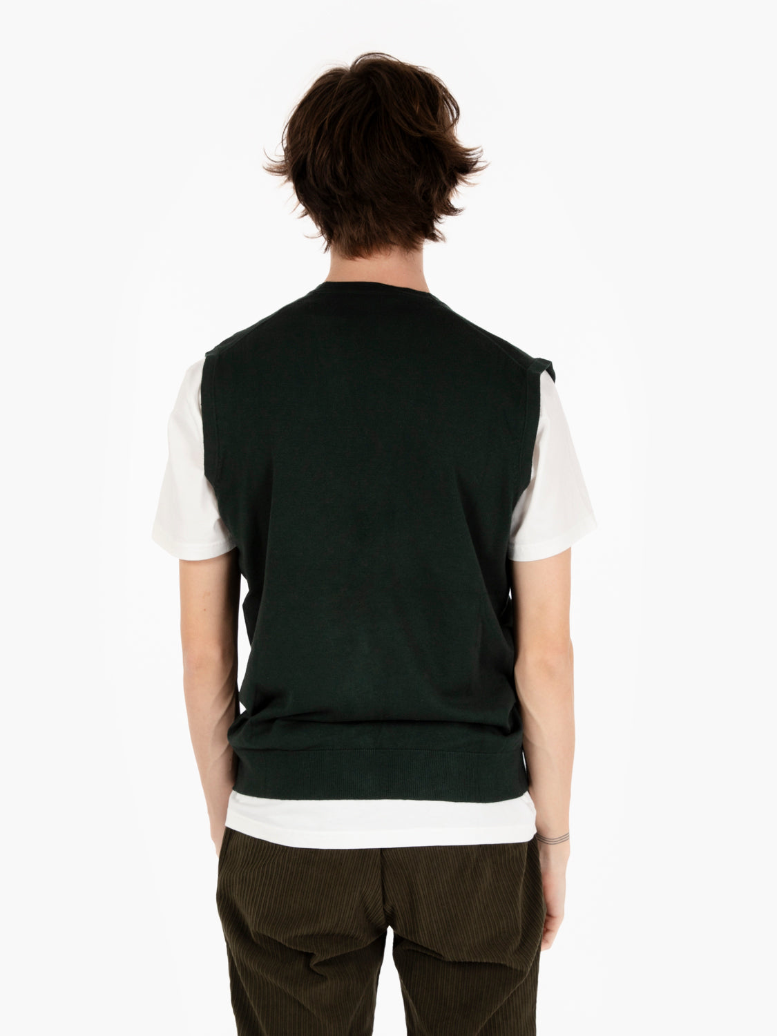 Gilet con bottoni in viscosa verde bottiglia