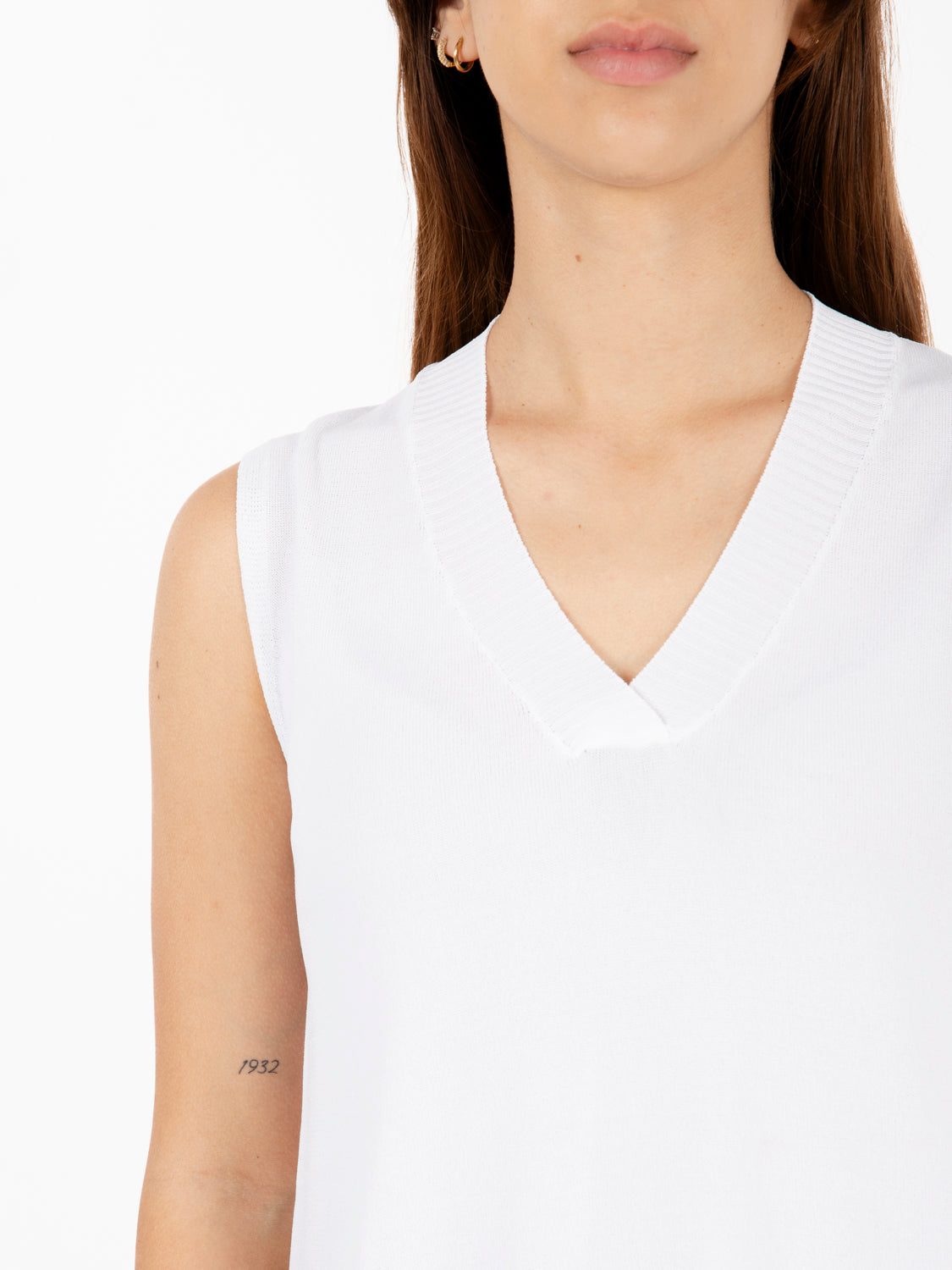 White V-Neck Tank Top