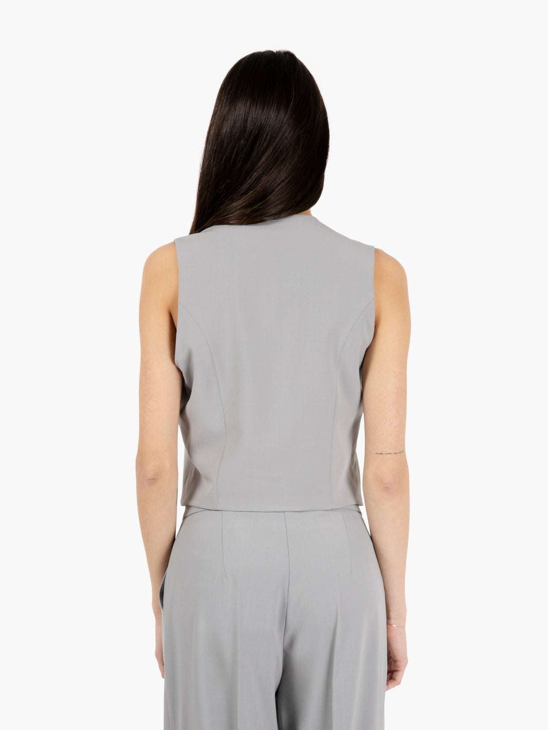 Grey single-breasted short vest