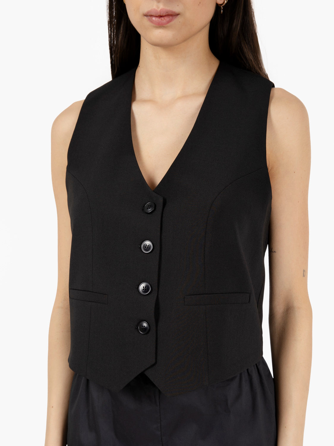 Gilet corto monopetto nero