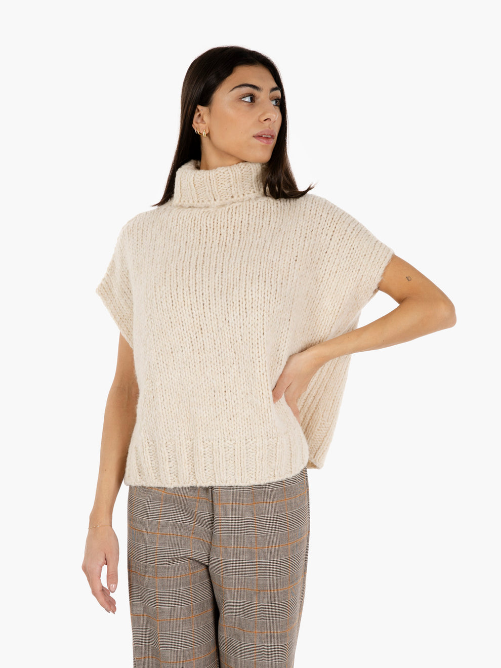 Gilet dolcevita bouclè beige camp