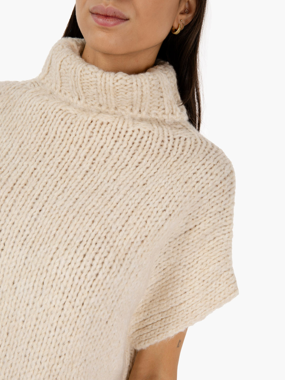 Gilet dolcevita bouclè beige camp
