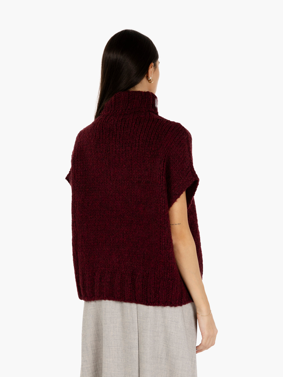 Gilet dolcevita bouclè bordeaux