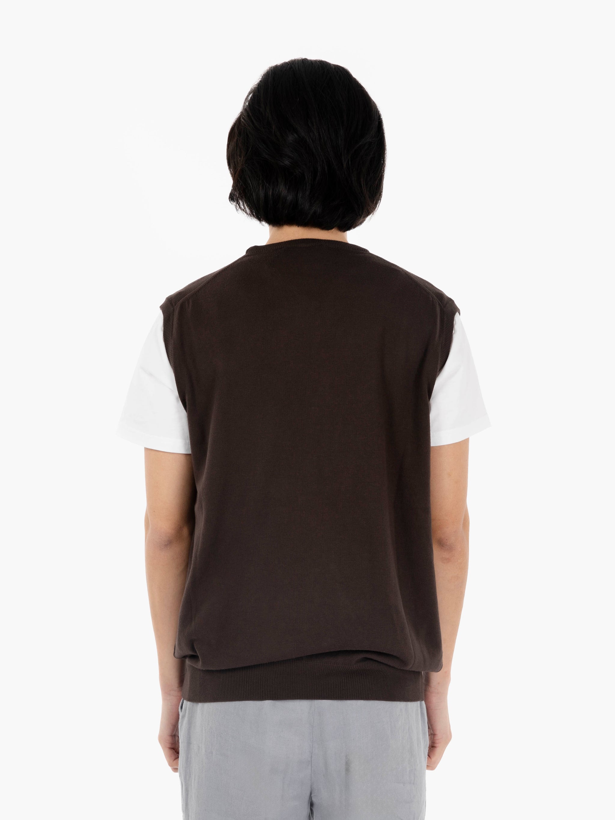 Gilet girocollo in cotone marrone